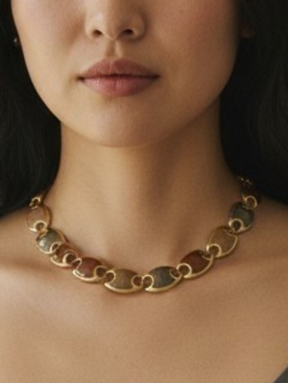 Goldtone Earthtone Enamel Necklace
